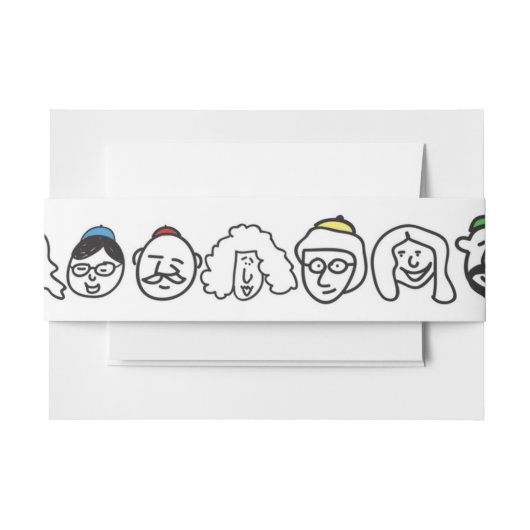 HAPPY FACES Bat Mitzvah Envelope Wrap Band Uitnodigingen Wikkel (Voorkant Voorbeeld)