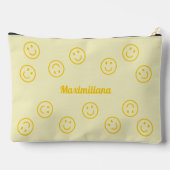 Happy Faces -Geel- GROTE accessoire Pouch Etui (Achterkant)