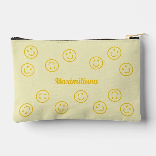 Happy Faces - Geel - KLEINE accessoire Pouch Etui (Achterkant)