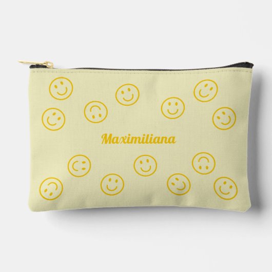 Happy Faces - Geel - KLEINE accessoire Pouch Etui (Voorkant)