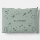 Happy Faces Groen op Groen - GROTE Accessoirezak Etui (Voorkant)