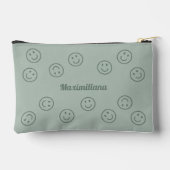Happy Faces Groen op Groen - KLEINE accessoire Pou Etui (Achterkant)