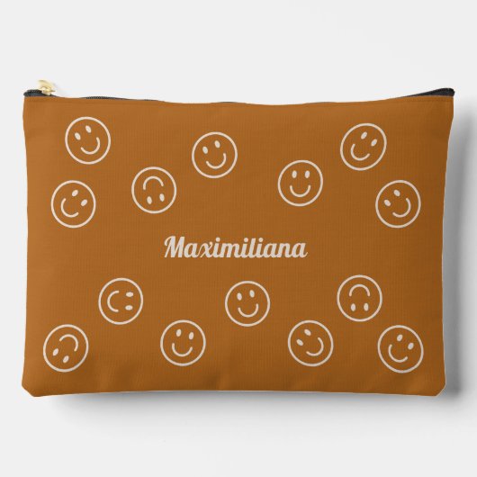 Happy Faces op Boho Brown - GROTE accessoirezak Etui (Voorkant)