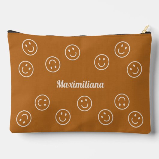 Happy Faces op Boho Brown - GROTE accessoirezak Etui (Achterkant)