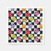 Happy Faces op verwrongen zwart-wit dambord Servet (Voorkant)