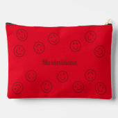 Happy Faces Rood op LightRed- LARGE Accessoirezak Etui (Achterkant)