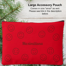 Happy Faces Rood op LightRed- LARGE Accessoirezak Etui