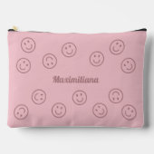 Happy Faces Roze op Roze - GROTE Accessoirezak Etui (Voorkant)