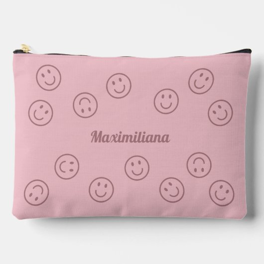 Happy Faces Roze op Roze - GROTE Accessoirezak Etui (Voorkant)