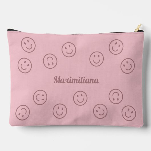 Happy Faces Roze op Roze - GROTE Accessoirezak Etui (Achterkant)