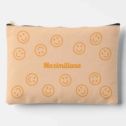 Happy Faces Sinaasappel op perzik - GROTE accessoi Etui (Voorkant)