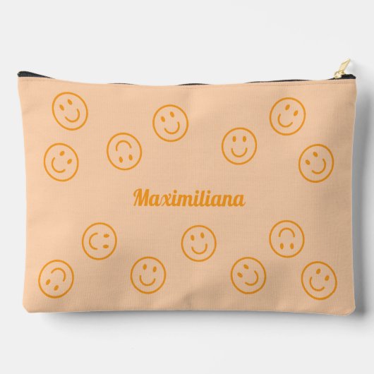 Happy Faces Sinaasappel op perzik - GROTE accessoi Etui (Achterkant)
