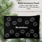 Happy Faces Wit op Zwart - KLEINE accessoire Pouch Etui