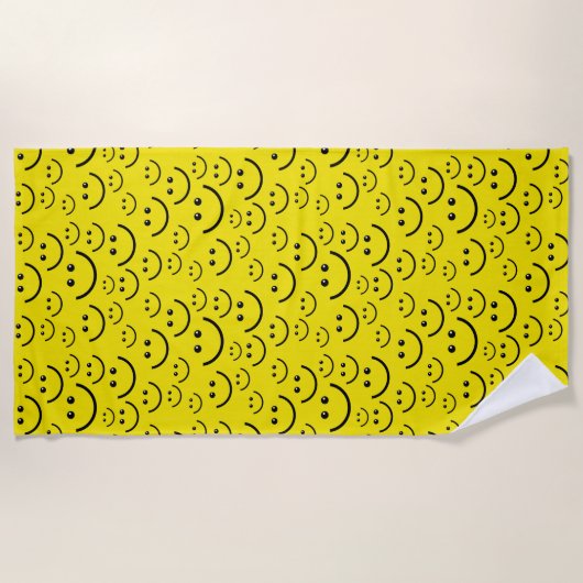 Happy Faces Yellow Beach Towel Strandlaken (Voorkant)