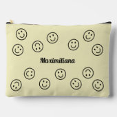 Happy Faces Zwart op Geel- GROTE Accessoirezak Etui (Voorkant)