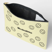 Happy Faces Zwart op Geel- GROTE Accessoirezak Etui (Open)