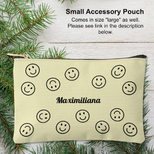 Happy Faces Zwart op Geel- KLEINE accessoire Pouch Etui