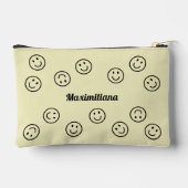 Happy Faces Zwart op Geel- KLEINE accessoire Pouch Etui (Achterkant)