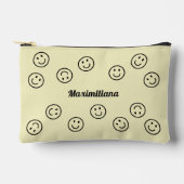 Happy Faces Zwart op Geel- KLEINE accessoire Pouch Etui (Voorkant)