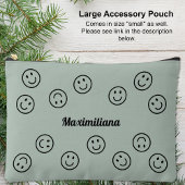 Happy Faces Zwart op Groen - GROTE accessoirezak Etui