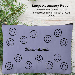 Happy Faces Zwart op Paarse - GROTE accessoire Pou Etui