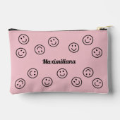Happy Faces Zwart op Roze - KLEINE accessoire Pouc Etui (Achterkant)