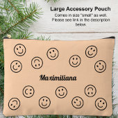 Happy Faces Zwart op Sinaasappel- GROTE accessoire Etui