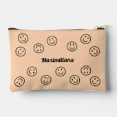 Happy Faces Zwart op Sinaasappel- KLEINE accessoir Etui (Achterkant)