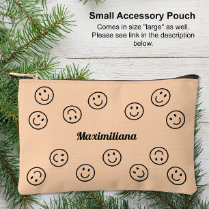 Happy Faces Zwart op Sinaasappel- KLEINE accessoir Etui