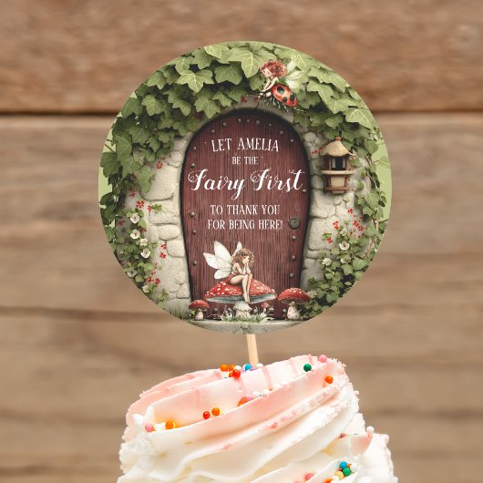 Happy Fairy First Birthday Thank You  Ronde Sticker