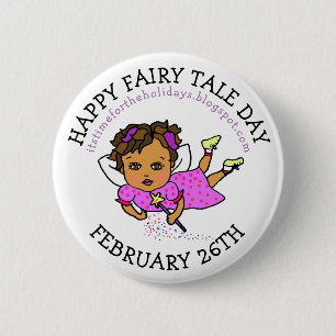 Happy Fairy Tale Day} 26 februari Ronde Button 5,7 Cm