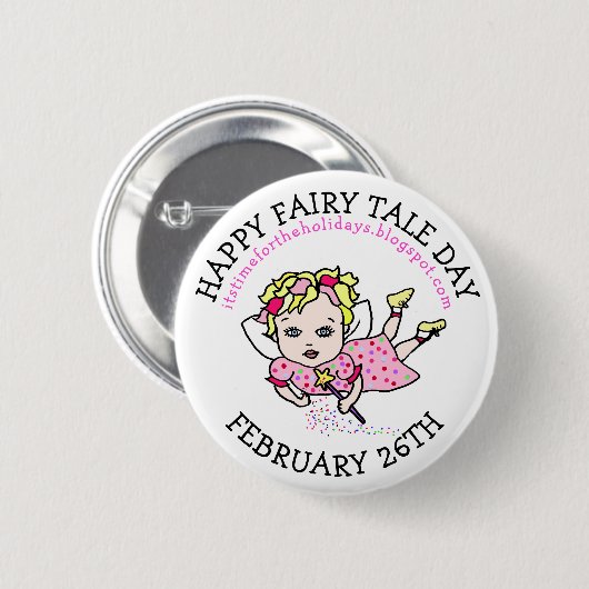 Happy Fairy Tale Day} 26 februari Ronde Button 5,7 Cm (Voorkant /achterkant)