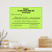 Happy Fake Lottery Check Huge Poster (Keuken)