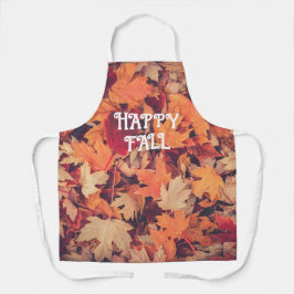 Happy Fall Autumn Leaves Cozy All-Over Print Apron Schort