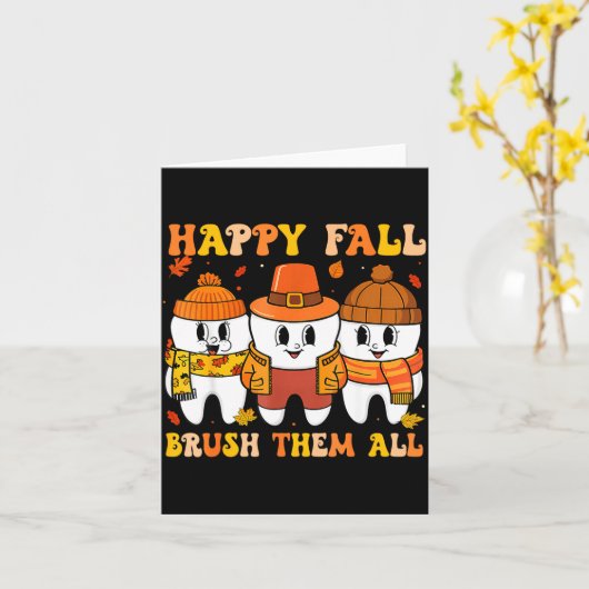 Happy Fall Bruhem All Teeth Thanksgiving Dental De Kaart (Gele Bloem)