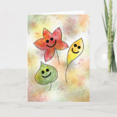 Happy Fall Card with Smiling Autumn Leaves         Kaart (Voorkant)