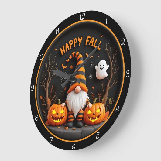 Happy Fall Gnome Ghost Autumn Scene Grote Klok (Hoek)