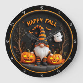 Happy Fall Gnome Ghost Autumn Scene Grote Klok (Voorkant)
