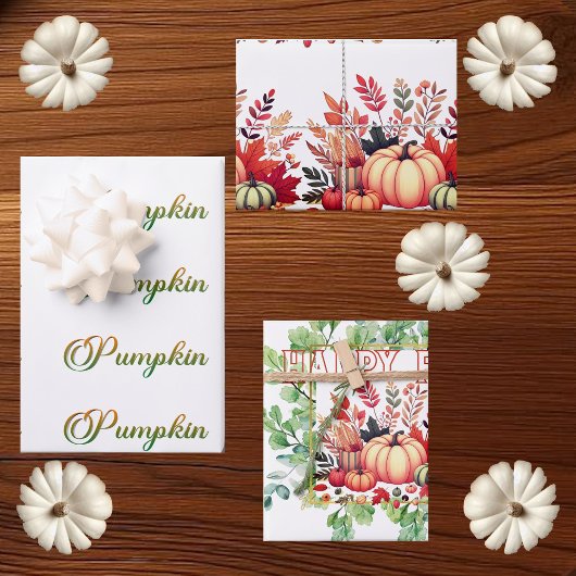 Happy Fall Little Pumpkin Greenery Wreath Party  Inpakpapier Vel