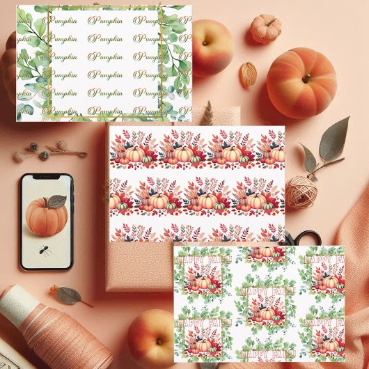 Happy Fall Little Pumpkin Greenery Wreath Party  Inpakpapier Vel