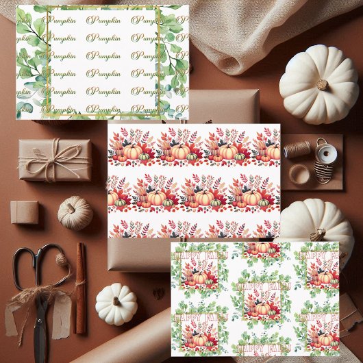 Happy Fall Little Pumpkin Greenery Wreath Party Inpakpapier Vel