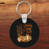 Happy Fall Y'all Floral Pumpkin Autumn Coffee  Sleutelhanger (Voorkant)