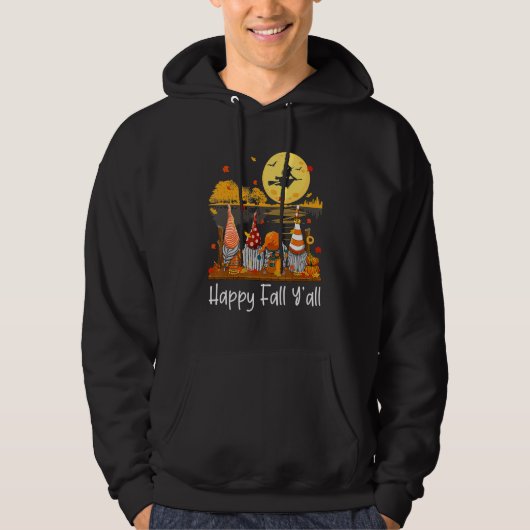 Happy Fall Y'all Gnome Friend Pumpkin Funny Autumn Hoodie (Voorkant)