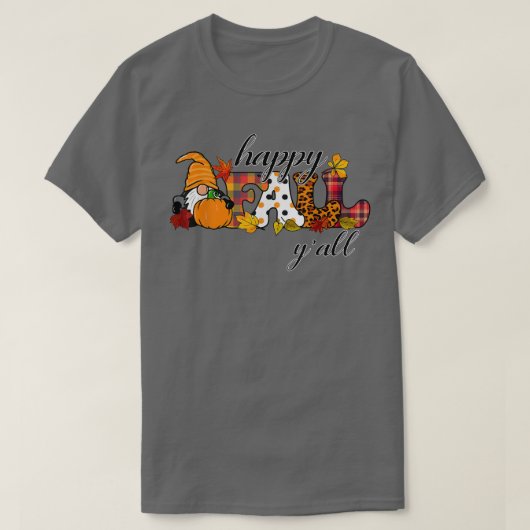 Happy Fall Y'all Gnome Lover Pumpkin Autumn Fall T-shirt (Design voorkant)