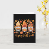 Happy Fall Y'all Gnome Pumpkin Autumn Thanksgiving Kaart (Gele Bloem)