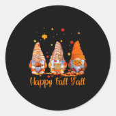 Happy Fall Y'all Gnome Pumpkin Autumn Thanksgiving Ronde Sticker (Voorkant)