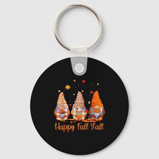 Happy Fall Y'all Gnome Pumpkin Autumn Thanksgiving Sleutelhanger (Voorkant)