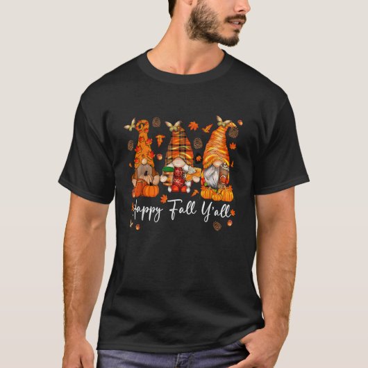 Happy Fall Yall Gnome Pumpkin Funny Autumn Gnomes T-shirt (Voorkant)
