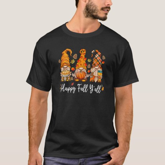 Happy Fall Y'all Gnome Pumpkin Truck Autumn Thanks T-shirt (Voorkant)