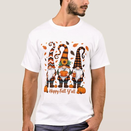 Happy Fall Y'all Gnomes , Gnomes Pumpkin Autumn T-shirt (Voorkant)